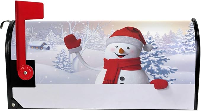 ALAZA Christmas Cute Snowman Magnetic Mailbox Cover Happy New Year Mailbox Cover MailWraps Garden Yard Home Decor for Outside Standard Size-18"x 20.8"