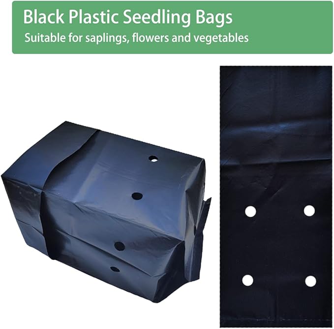 Belit 100 Pcs Plant Nursery Bags, Plastic Seedling Pots Container for Fruit Tree, Flower, Starting saplings, Plant Grow(4.7"x7.3")