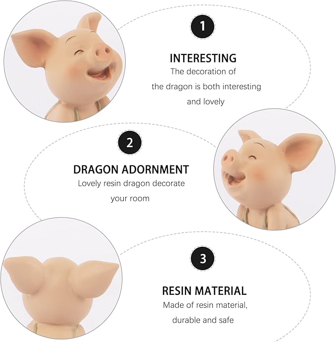 Mini Pig Figurine, Resin Home Decor, Lucky Animal Garden Statue for Micro Landscape