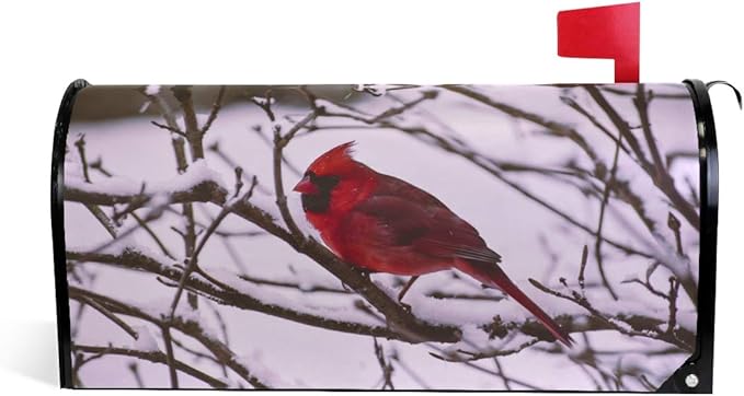 ALAZA Snowy Branches Red Cardinal Birds Magnetic Mailbox Cover MailWraps Garden Yard Home Decor for Outside Oversized-25.5" x20.8"