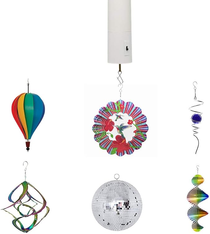 Wind Spinner Motor Battery Operated for Hanging Display Yard White Wind Spinners Outdoor Sculptures - Load Capacity of 4 Pounds