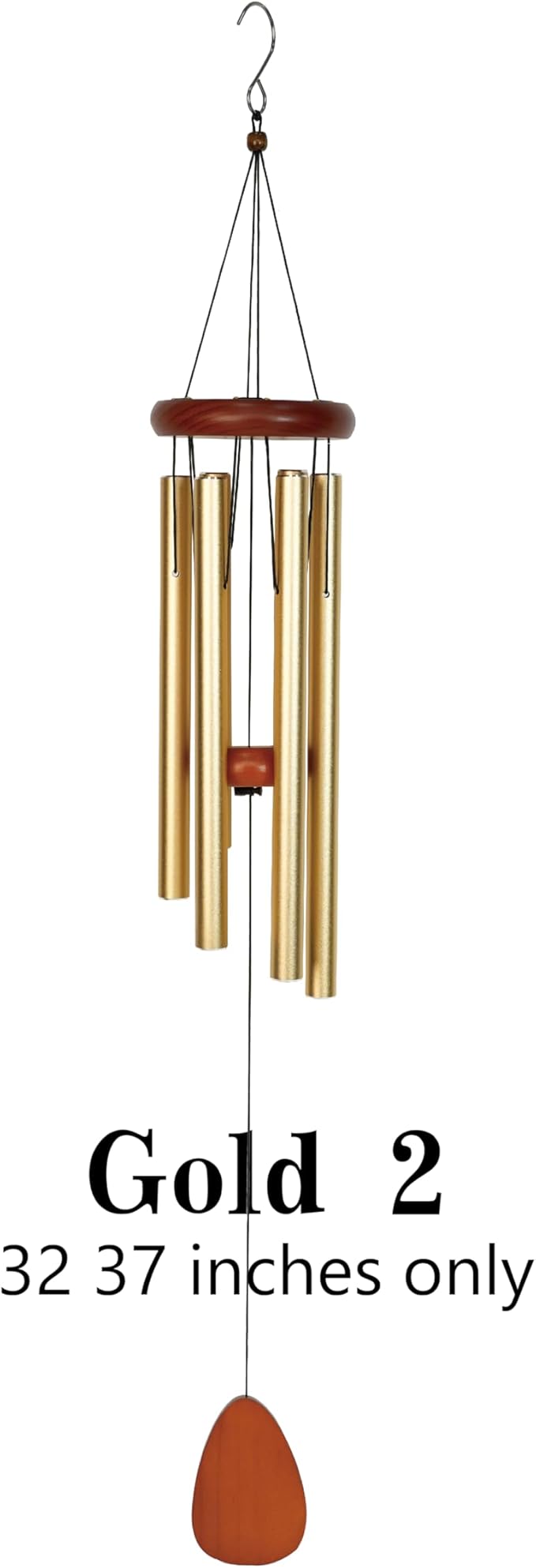 Personalized Memorial Wind Chimes for Loss of Loved One – Sympathy Gift for Mom or Dad, Outdoor Bereavement Chimes, Remembrance Wind Chime for Funeral or Memorial (Gold, 32")