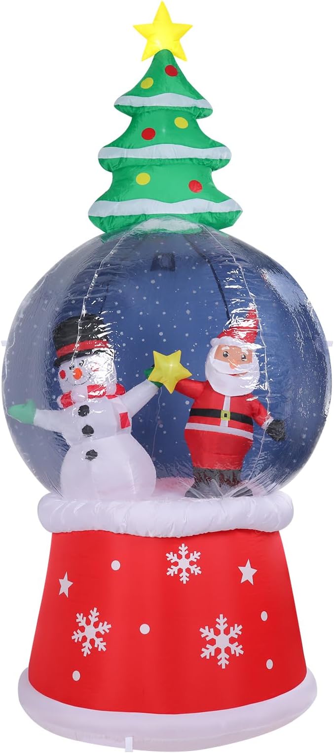 WONDER GARDEN 7.68 FT Christmas Inflatable Outdoor Decorations Christmas Santa & Snowman Snow Globe Blow Up Yard Decorations with LED Lights for Xmas Holiday Party Garden Patio Lawn Decor