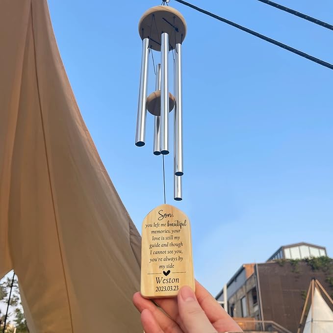 Memorial Wind Chimes - Loss of Son Sympathy Gift - In Memory of Son - Remembrance Gift