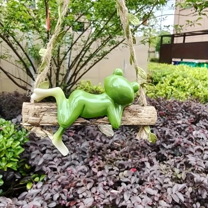 Garden Swing Frog, Suitable for Decorating Balconies, Gardens, and Flower pots. Seasonal Decorations and Unique Designs Make it Perfect