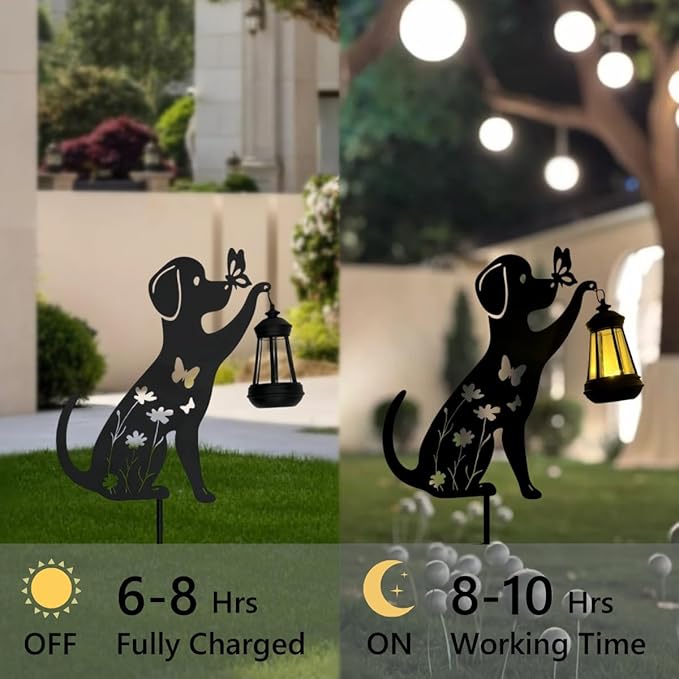 Metal Dog Christmas Garden Decor for Outside Silhouette Decorative Garden Stakes Yard Art,Patio,Lawn Ornaments Gifts for Women/Men/Dog Lovers (1pc)