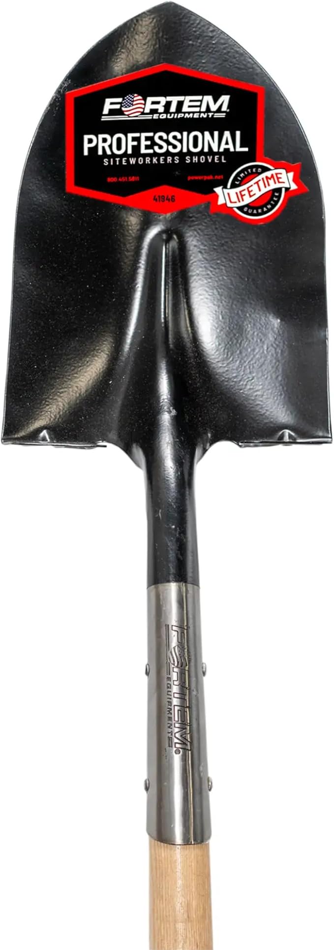 FORTEM Professional Grade Pointed Shovel with 36" Hard Oak Handle D-Grip