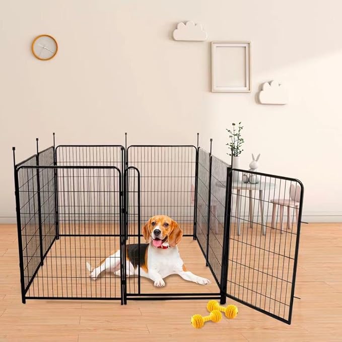 Tall Garden Fence and Borders, Wide Gate Low Threshold Fence Panels, 32 in(H) 4 Panels Total 8.9 Ft(L) Dog Digging Fences Barrier, Modular Fencing, Dog Fences Outdoor for Yard