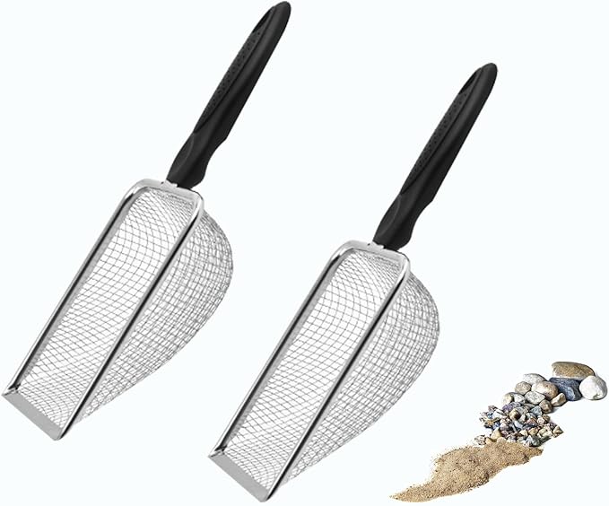 Soil Sifter for Gardening (2-Pack) – 3.8mm and 5mm Mesh,Garden Sand Soil Compost Sifter with Handle,Sand Sifter Tool,Rock Sifter for Yard,Handheld Rake Sifter