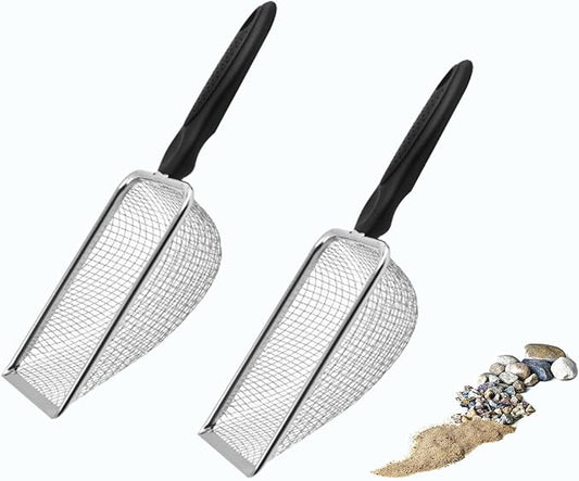 Soil Sifter for Gardening (2-Pack) – 3.8mm and 5mm Mesh,Garden Sand Soil Compost Sifter with Handle,Sand Sifter Tool,Rock Sifter for Yard,Handheld Rake Sifter