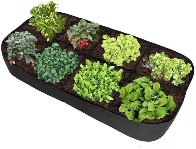 4x2 Ft Fabric Raised Garden Bed with 6 Grids - Perfect for Tomato and Potato Grow Bags, Outdoor Indoor Vegetable Garden Clearance Grow A Garden Solution