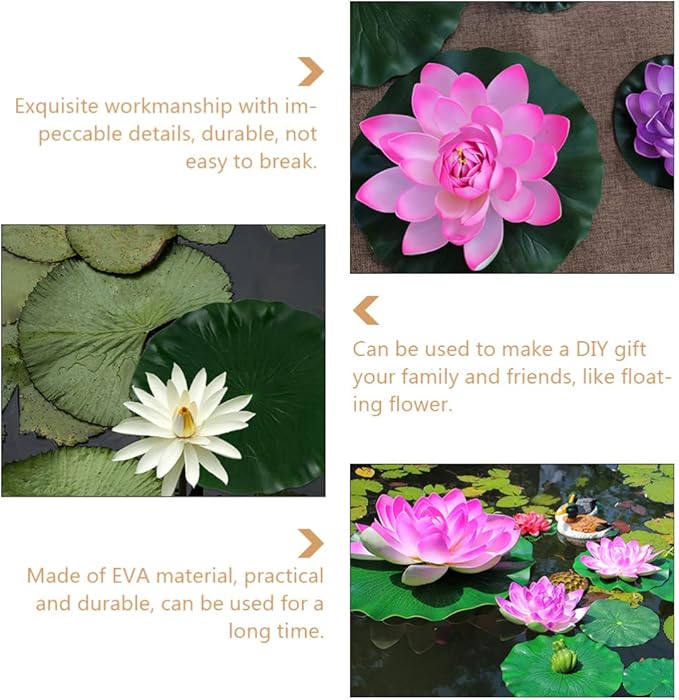 DOITOOL 3Pcs Artificial Floating Foam Lotus Leaves 23.6 Inch Large Artificial Water Lily Pads Ornaments for Patio Fish Pond Pool Aquarium Decor, Green