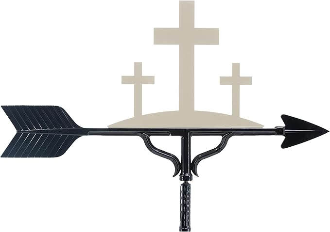 Montague Metal Products Deluxe Crosses Weathervane - 14 Ornament Colors Available - Roof Mount Included (4 to Choose from) - Cross Ornament Weathervane