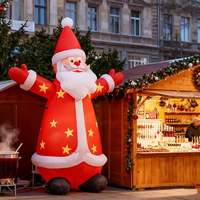 8FT Christmas Inflatables Santa Claus Outdoor Yard Decorations, Christmas Blow up Santa with LED Lights, Winter Outside Decor for Holiday Party Patio Garden Lawn, Xmas New Year Kids Gifts