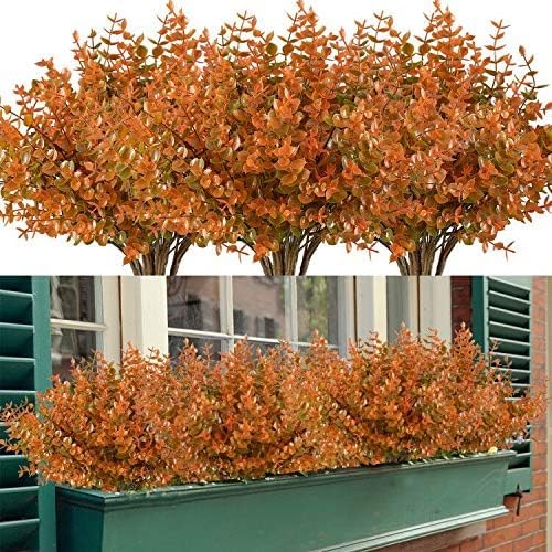 6 Bundles Artificial Grasses Outdoor Fake Grasses for Decoration UV Resistant No Fade Faux Plastic Plants Garden Porch Window Box Décor