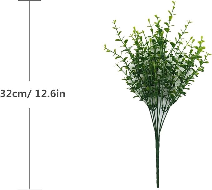 CATTREE Artificial Eucalyptus Leaves, Plastic Fake Shrubs Bushes Green Plants Wedding Indoor Outdoor Home Garden Verandah Kitchen Office Table Centerpieces Arrangements Christmas Decoration 4 pcs