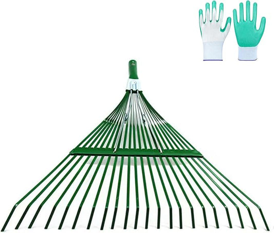 Landscape Rake,Rake Head Replacement Rakes for Lawns,Garden Rakes Head Replacements 22 Teeth Steel Fan Leaf for Lawn Yard Flowers Beds Farm Gardening,with Gloves (22.44 X 18.5 in)