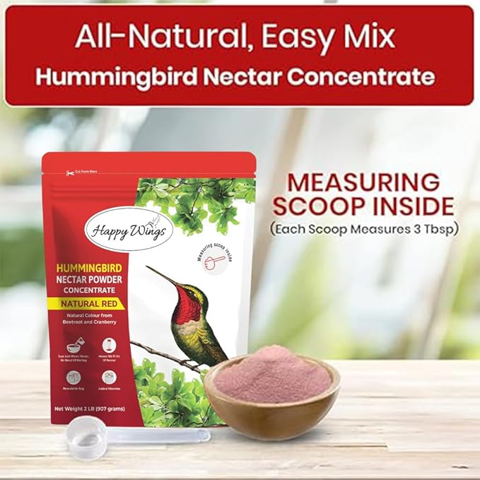 Happy Wings 2 lb (32 Ounce) Hummingbird Nectar Powder Concentrate, Natural Red