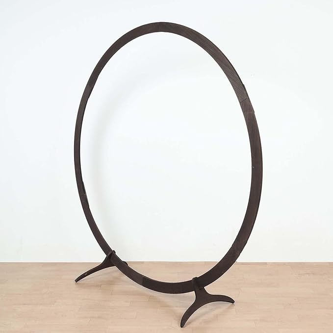 Efavormart 7.4ft Dark Brown Wood DIY Round Wedding Arch Backdrop Stand, Rustic Photo Backdrop Stand
