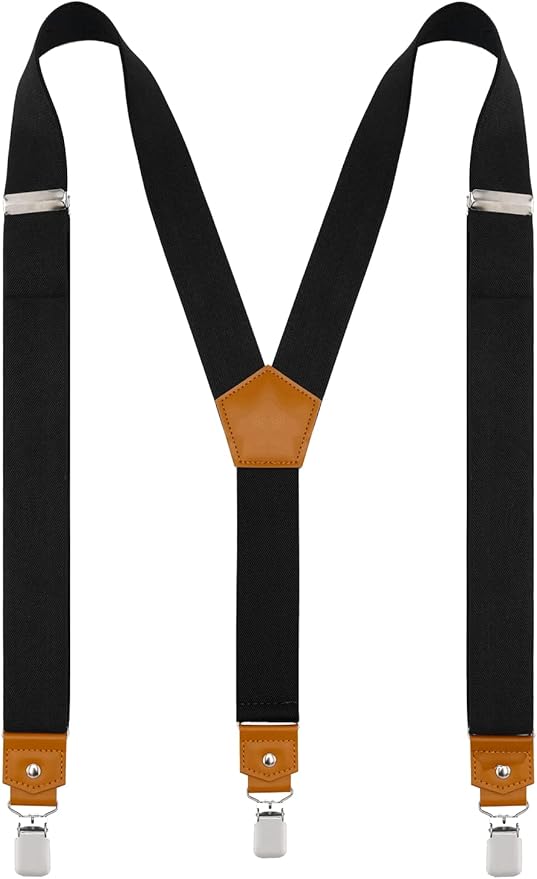 Suspenders for Men Y Back Adjustable Elastic with Strong Clips 47 Inches