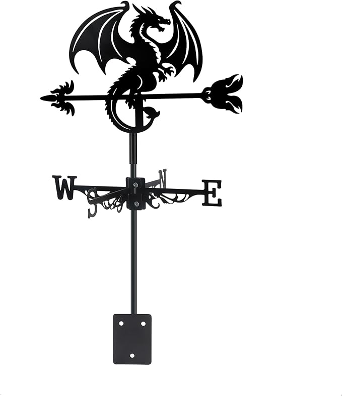 Dragon Wind Weathervanes Metal Weather Vane for Roof Mount Wind Direction Indicator Outdoor Weather Vanes Yard Patio Wind Vanes for Outside Yard Farm Garden Patio Decoration