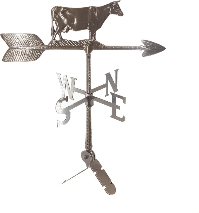 Montague Metal Products - Cow Weathervane - 6 Colors Available - Outdoor Windvane - Roof Metal Decor - Mount Included (4 to Choose from) - Hand Cast Aluminum Weathervane