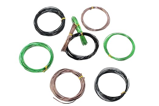 9 Rolls Bonsai Wires, Anodized Aluminum Bonsai Training Wire with 3 Colors (Black, Brown, Green) and 3 Sizes (1.0 mm, 1.5 mm, 2.0 mm), Total 147 Feet