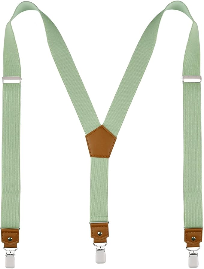 Suspenders for Men Y Back Adjustable Elastic with Strong Clips 47 Inches