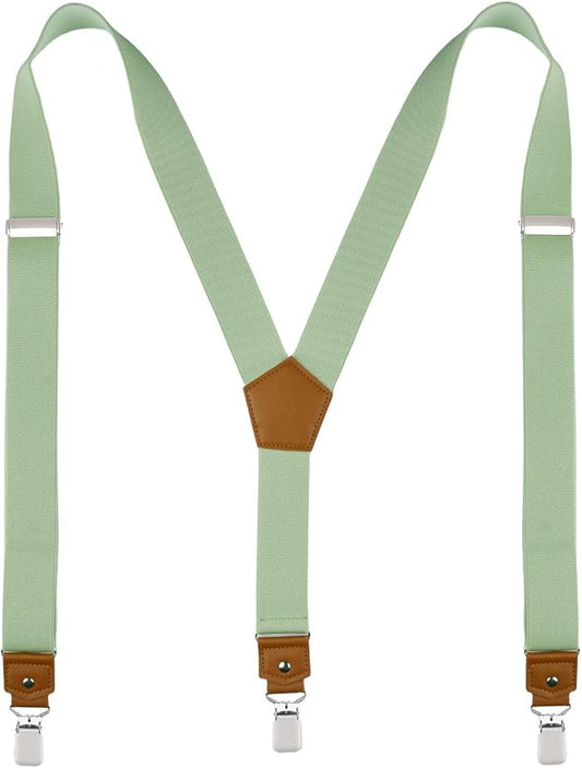 Suspenders for Men Y Back Adjustable Elastic with Strong Clips 47 Inches