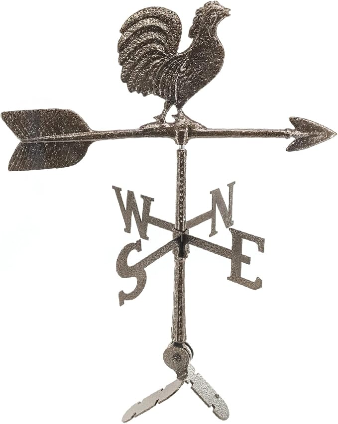 Montague Metal Products - Weathervane - Cast Aluminum Weathervane -Includes Roof Mount - 6 Colors Available (Rooster, Hammered Bronze)