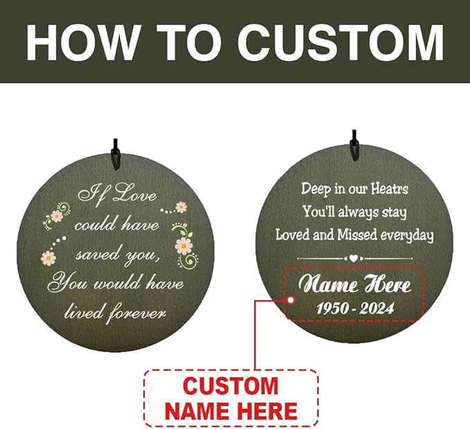 Personalized Wind Chimes Deep Tone, Flower Mourning Wind Chimes, Sympathy Memorial Gifts, in Loving Memory of Dad/Momfor Ourside, Wind Chime for Loss of Loved Ones (Produced in USA)