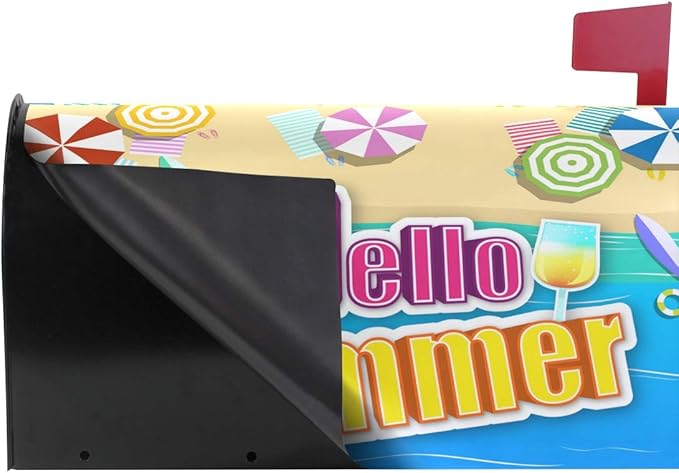 ALAZA Summer Time with Beach Magnetic Mailbox Cover MailWraps Garden Yard Home Decor for Outside Oversized-25.5" x20.8"