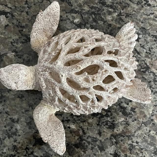 Coral Reef Sea Turtle Statue Beach Decorations for The Home Coastal Collection White 13 in x 11 in