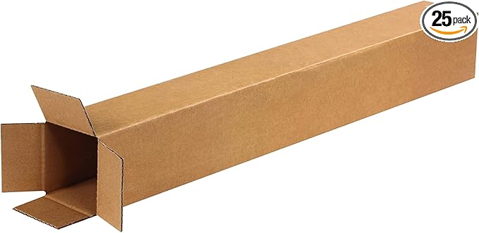 PARTNERS BRAND 4x4x30 Tall Corrugated Boxes, Tall, 4L x 4W x 30H, Pack of 25 | Shipping, Packaging, Moving, Storage Box for Home or Business, Strong Wholesale Bulk Boxes