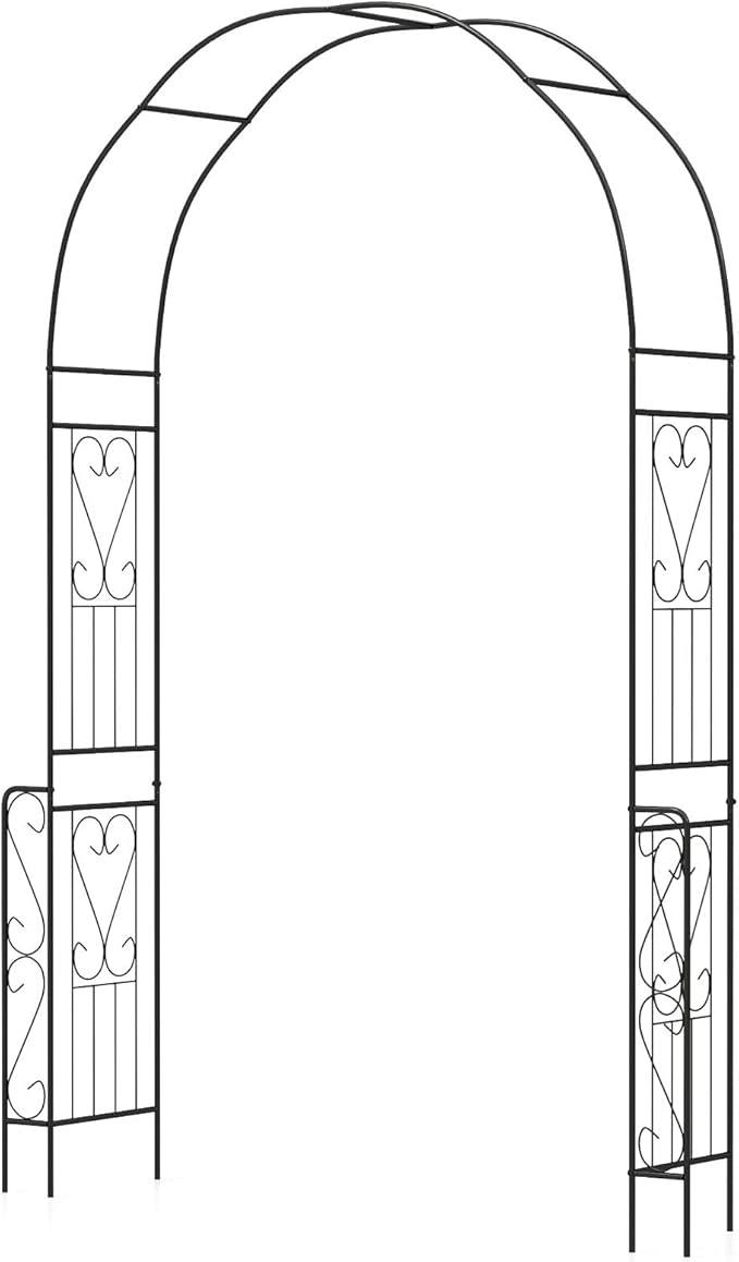 Moccha 7.9 FT Garden Arch Trellis, Metal Pergola Arbor for Climbing Plants Vines Roses, Outdoor Wedding Archway with Sturdy Steel Frame, Garden Arbor for Wedding Party Ceremony Decoration