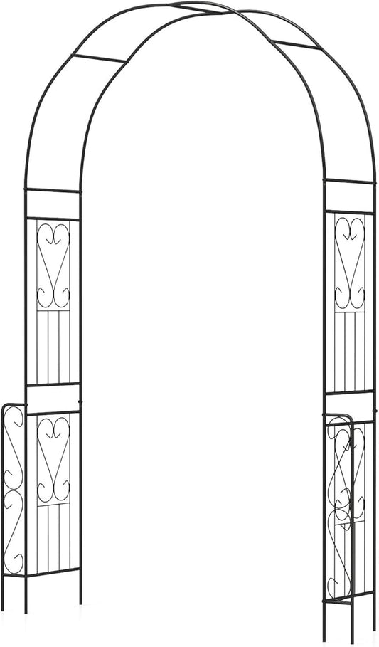 Moccha 7.9 FT Garden Arch Trellis, Metal Pergola Arbor for Climbing Plants Vines Roses, Outdoor Wedding Archway with Sturdy Steel Frame, Garden Arbor for Wedding Party Ceremony Decoration