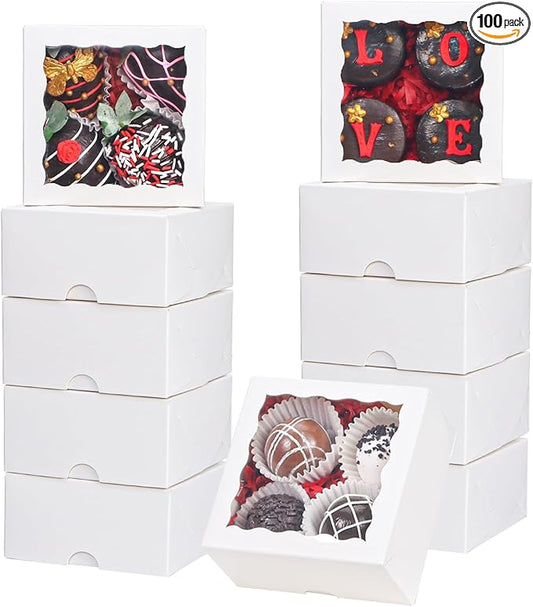 100pcs 4x4x2 Inch Party Favor Boxes (Bakery/Chocolate/Donut)
