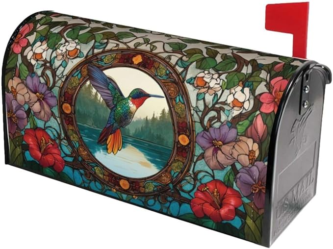 Spring Hummingbird Mailbox Covers Magnetic Letterbox Covers 21x18 Inch for Garden Outdoor Decoration