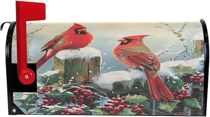 ALAZA Winter Birds Snowflakes Berry Magnetic Mailbox Cover MailWraps Garden Yard Home Decor for Outside Standard Size-18"x 20.8"