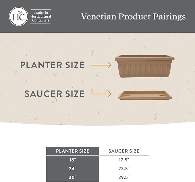 The HC Companies Venetian Window Planter Box w/Drain Plug - Long Planter Box for Windowsills, Balconies & More - Plastic Large Rectangular Outdoor Planters for Herbs & Flowers (24" Black, Pack of 1)