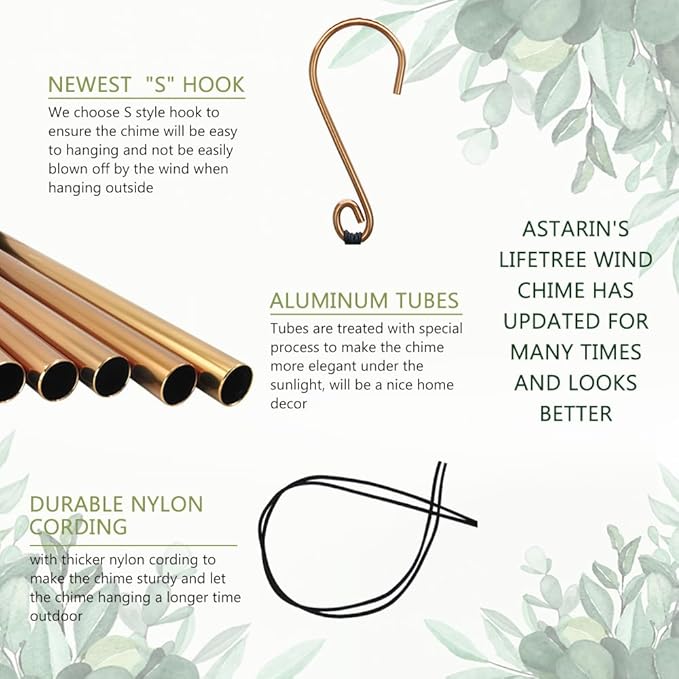 ASTARIN Wind Chimes Outdoor for The Loss of Mom Dad, Personalized Customized WindChimes for Loss of Loved One, Memorial Wind Chime as Sympathy Gift, Home Garden Patio Décor, 36'' (Produced in USA)