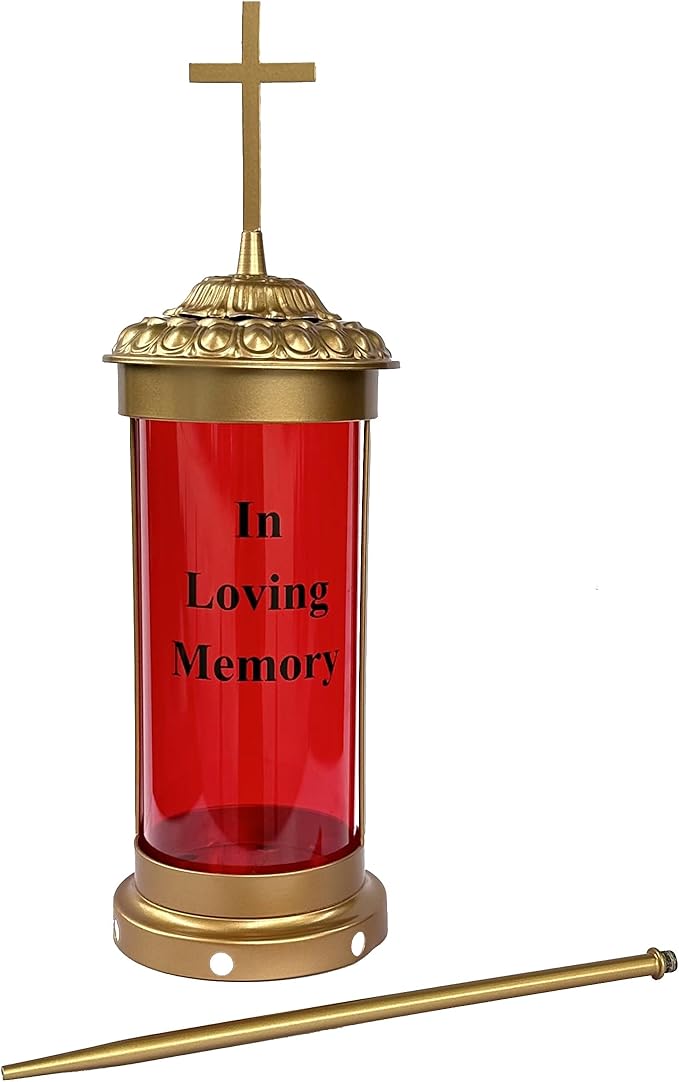 Generic Gravesite Decorations for Cemetery with Eternal Light Memorial Lanterns for Halloween Candle Light Decorations with Stakes and Cross