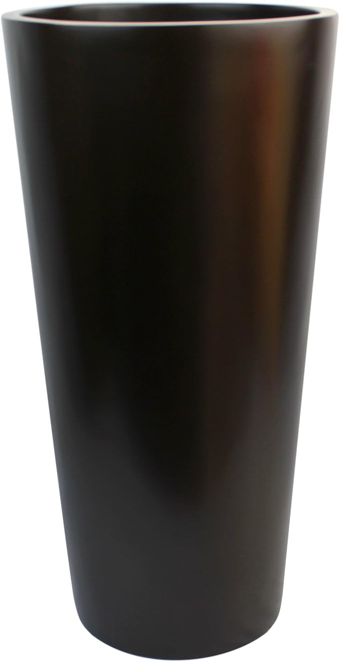 Dublin Tall Round Cylinder Fiberglass Planter (D:13" x H:26", Metallic Brown)