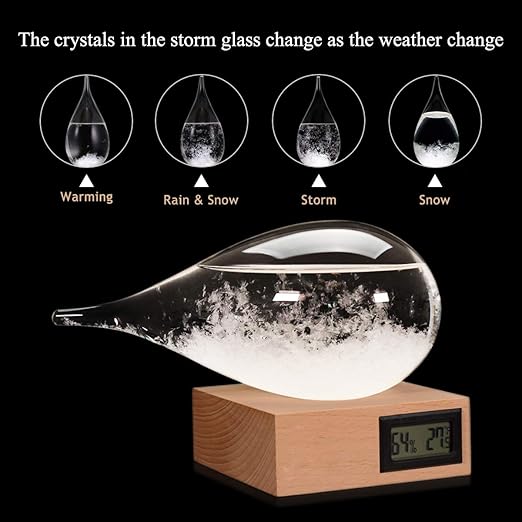 Storm Glass Weather Predictor,Christmas Unique Gifts, Christmas Snow Globe Barometer, Storm Glass Weather Station, Decorative Weather Predictor,Decorative Glass Bottles for Home and Office (XXL)