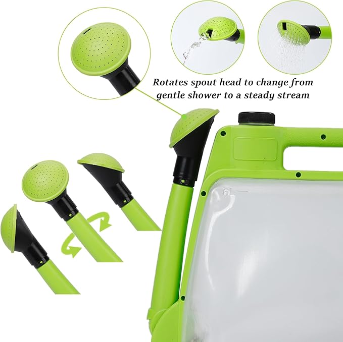 6L Foldable Clear Plastic Watering Can with Rotating Nozzle Long Spout Ideal for Indoor and Outdoor Gardening - Green