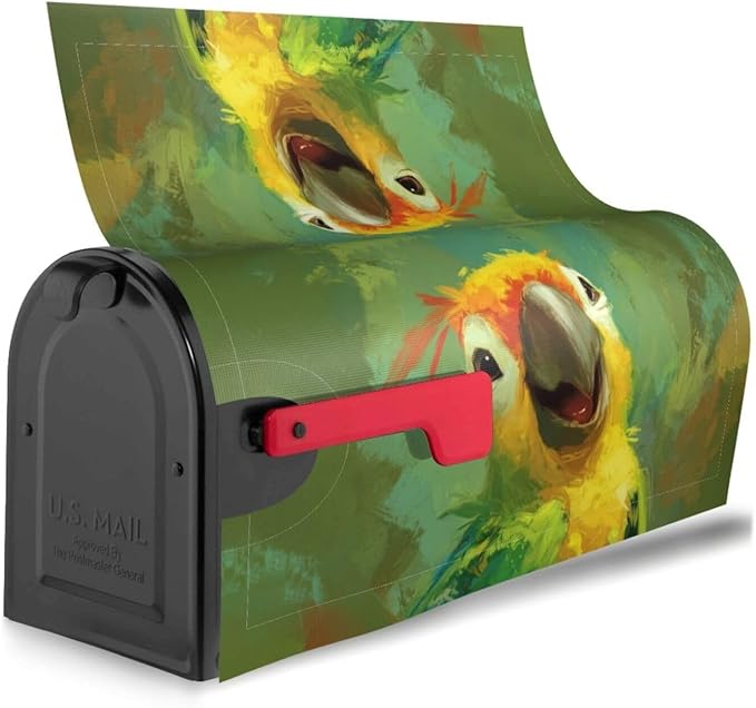 Parrot Mailbox Covers Magnetic Letterbox Covers 21x18 Inch for Garden Outdoor Decoration
