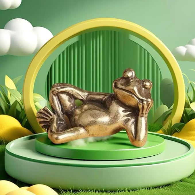 3Pcs Brass Frog Statue Figurine Decor, Retro Mini Copper Snail Statue Home Decoration for Living Room and Desk, Outdoor Pond Garden Lawn Decor Landscaping, Landscape Animal Statue