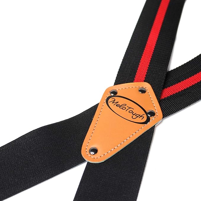 MELOTOUGHTool Belt Suspenders Tool Harness for Heavy Duty Work Movable shoulder Pads, Quick lobster clasp Tool Belt (Red Strip)