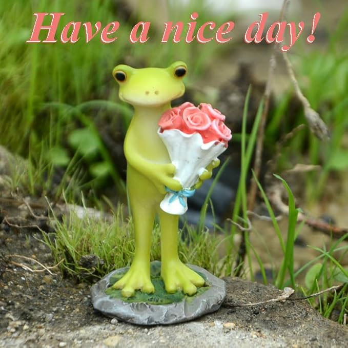 Miniature Fairy Garden Frog Figurines- Mum Happy Birthday