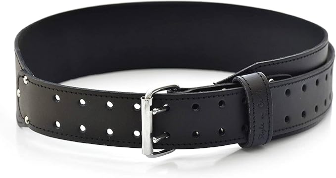 Style N Craft 3" Wide Tapered Full-Grain Leather Work Belt, Durable and Rugged Belt, Black (75437)